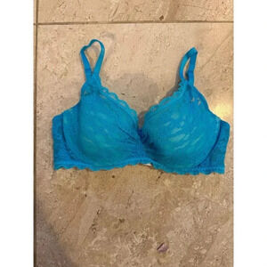 Victoria's Secret 32C Lined Demi blue lace Bra